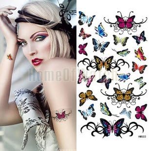 GLucky Tattoo : 10 Sheets Coloful Butterflies Temporary Body Art Waterproof Tattoo Sticker 10 pcs/lot 10271