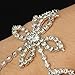 Charminer Rhinestone Leaf Hand Harness Bracelet Slave Link Finger Ring Silver Chain Charm