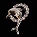 Metal Diamante Dolphin Pendant Brooch Pin Silver