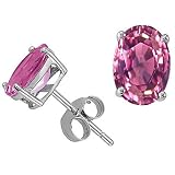 1.60 cttw Genuine Oval Pink Tourmaline Earring Studs - 14kt White or Yellow Gold
