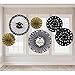 Amscan Grad Paper Fan Decorations Black Silver and Gold One Size 6Ct