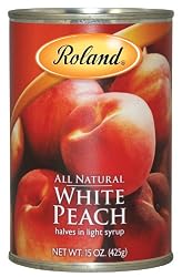 Roland White Peaches Halves in Syrup, 15-Ounce Can (Pack of 12)
