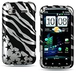 Black Silver Zebra Stars Hard Cover Case For HTC Sensation 4G Android Phone ....