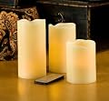 Lily's Home Flameless Ivory Pillar Candles with Remote Control, Set of 3