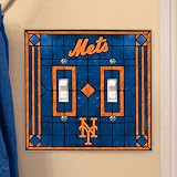 New York Mets MLB Art Glass Double Switch Plate Cover