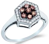 10k White Gold Chocolate Brown and White Diamond Round Cut Ladies Diamond Engagement or Anniversary Ring Band (1/2 cttw)