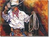 The Red Scarf by Jan Taylor - Ceramic Tile Mural 12.75 x 17 Kitchen Shower Backsplash