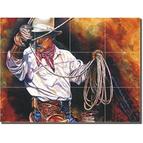 The Red Scarf by Jan Taylor - Artwork On Tile Ceramic Mural 18 x 24 Kitchen Shower... by Artwork On Tile