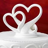 Sleek Interlocking Hearts Design Porcelain Cake Topper