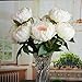 Wuudi Artificial Flower Bouquet Pink Peony 1 Bunch of 5 flowers (1)