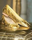 Bow-trim quilted ballet flat
