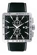 Nautica Men's Polished Stainless Steel case Black Leather Strap Watch