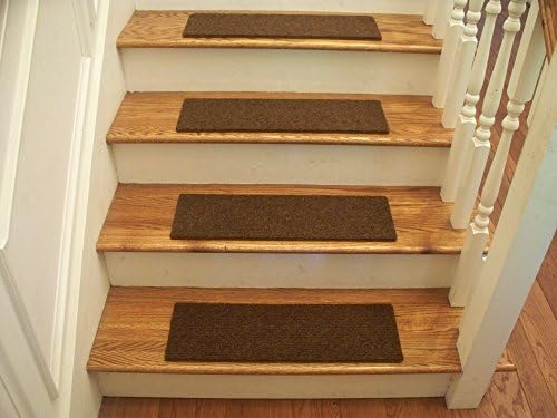 Essential Carpet Stair Treads - Style: Velour - Color: Brown - Size: 24" x 8" - Set of 13