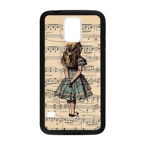Case for Galaxy S5,Galaxy S5 case - Fashion Style New Alice in Wonderland Painted Hard Plastic Case Cover For Samsung Galaxy S5,Protective Cover Case for Galaxy S5(Black/white)