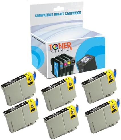 Toner Clinic ® 6PK 6 Black Remanufactured Black Inkjet Cartridge for Epson T069 69 #69 T0691 Compatible With Epson Stylus C120 CX5000 CX6000 CX7000F CX7400 CX7450 CX8400 CX9400 CX9400 N10 NX100 NX110 NX115 NX200 NX210 NX215 NX300 NX400 NX410 NX415 NX510 NX515 WorkForce 1100 30 310 315 40 500 600 610 615 T069120 - 6 Pack Remanufactured Black Inkjet Cartridges