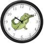 Alligator or Crocodile Cartoon Animal Wall Clock by WatchBuddy Timepieces (Black Frame)