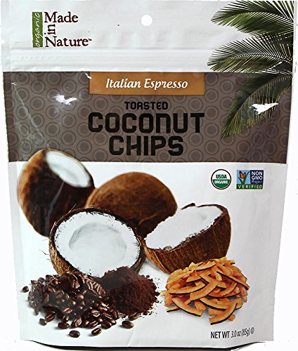 Made in Nature Organic Toasted Coconut Chips Italian Espresso-3 oz Bag