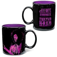 Vandor 34065 Jimi Hendrix Ceramic Mug, Purple Haze, Black/Purple, 12-Ounce