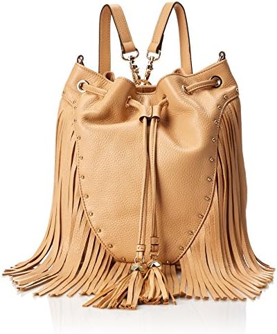 Dolce Vita Collection Leather Fringe Backpack Handbag, Light Natural, One Size