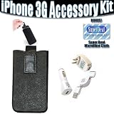Brand New 5 in 1 Deluxe Accessory Kit for Apple iphone 4 (HQ black Leather magnetic slip-in case, USB Home charger, Usb Car Charger adapter and Retractable USb Cable)