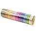 Wise Bird Mother's Day Rainbow Glitter Sparkle Decorative Washi Masking Sticky Adhesive DIY Tape, School Class Office Birthday Party Dairy Art and Craft Gift Wrap Tape Roll, 32ft/roll, Set of 12- G02