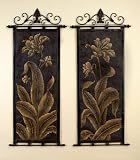 Tuscany Style Exclusive Metal/BiCast FLOWER DESIGN WALL HANGING in Set of 2