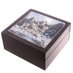 Keramische Fliesen Topped Wooden Box - Midnight Watcher -