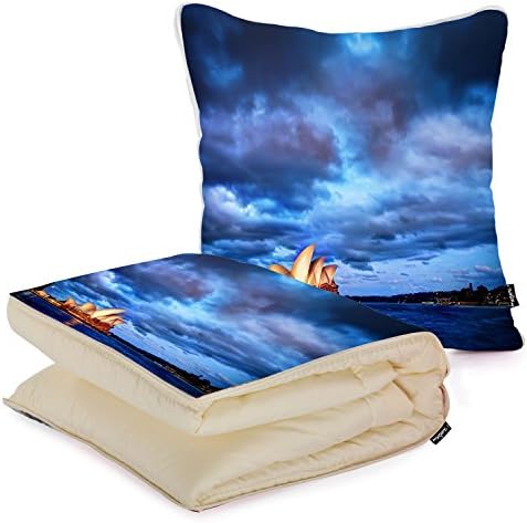 i FaMuRay Travel Pillow with Throw Blanket for Sleeping, Sydney Opera House