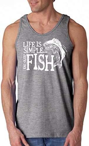 Life is Simple, Just Fish - Funny Tank Top by Cherrybargains - Gray - L