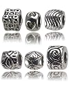 Balalabeads 'Aztec, Love, Waves, Leaves, Shells & Roma' - Six metal spacer beads. Slide-on and slide-off Charms.