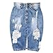Soda Park Womens High Waist Ripped Hole Washed Jean Skirts Package Hip Skirts