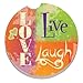 CounterArt Absorbent Stoneware Car Coaster, Live Laugh Love Bright