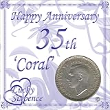 LUCKY SIXPENCE FOR 35TH CORAL WEDDING ANNIVERSARY