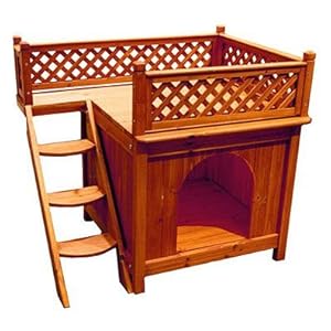 Small Size Room Having A View Cedar Brown Wood Pet House by Merry Products