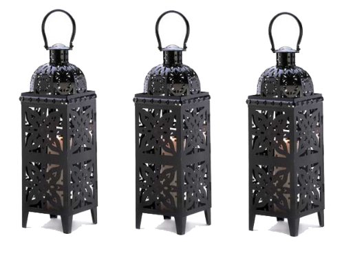Large Black Iron Candle of 3