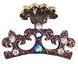 Hair Clip - H119- Claw Style studded with Swarovski TM Crystal Stones - Med Size (2-1/4" "x 1-1/2") - Antique Brass Tone ~ Amethyst (Purple)