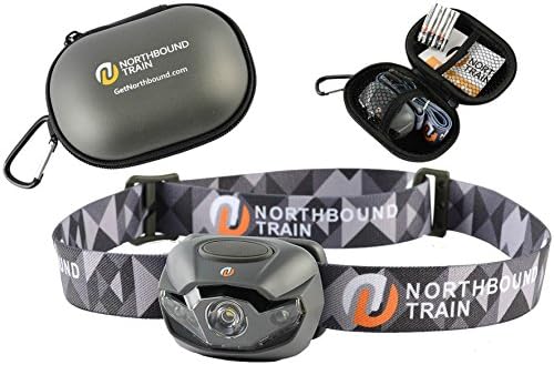 Bright LED Headlamp Flashlight and Case for Running, Camping, Kids - - White, Red, Strobe Lights with Dimmer. Light &amp; Waterproof IPX4 with Energizer AAA Batteries