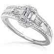 3/4ct TW Emerald Cut Diamond Engagement Ring in 14k White Gold