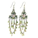Victorian Floral Green Chandelier Earrings
