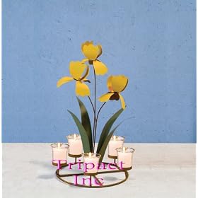 17 Metal Home D�cor Rustic Flower Iris Balloons Tealight Candle Holder Centerpiece by Tripact Inc
