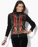 Lauren by Ralph Lauren Petite Sweater, Valenty Serpent Embroidered Turtleneck Black/Gold S