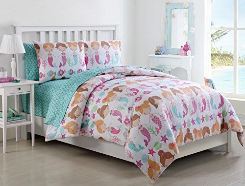 5 Pc, Girls, Lil Mermaid, Twin Size Bedding, By Karalai Bedding Collection