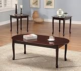 3 Pc. Cherry Wood Queen Anne Coffee Table and 2 End Tables Set
