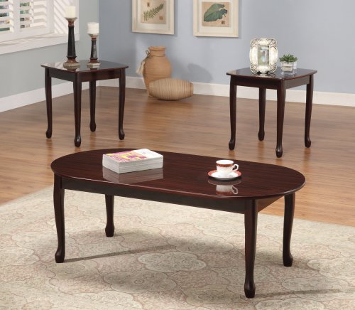 3 Pc. Cherry Wood Queen Anne Occasional Table Set
