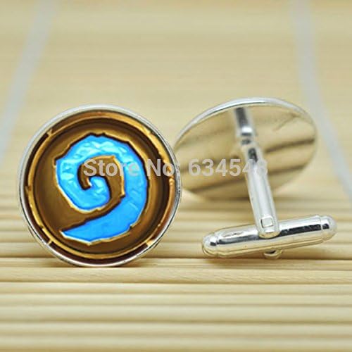 Pretty Lee Wow World Of Warcraft Logo Heartstone Cufflinks Glass Cabochon Cufflinks C3069