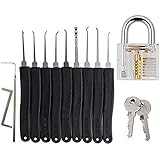 11-Piece Lock Pick Set Tontec Professional Transparent Cutaway Padlock Practice Lock With Locksmith Tools for Lock Pick Training Trainer Practice