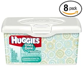Huggies Naturally Refreshing Cucumber & Green Tea Baby Wipes, 64-Count Popup Tub (Pack of 8)