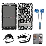 Silver Case with Black Flower Durable 2 Piece Protective Crystal Hard Shiel ....