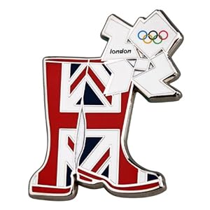 Official London 2012 Olympic Pin Badge - Wellington Boots Union Jack
