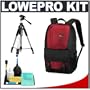 Lowepro Fastpack 200 Backpack Digital SLR Camera Case (Red) + Tripod + Accessory Kit for Canon Rebel T3, T3i, T1i, T2i, EOS 60D, 5D, 7D, Nikon D3000, D3100, D5000, D5100, D7000, D300s, Olympus Evolt E-5, E-30, E-620 & Sony Alpha A560, A580, A33, A35, A55